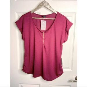 I'll Fall For You Over Again Burgundy Red Short Sleeve Top XL